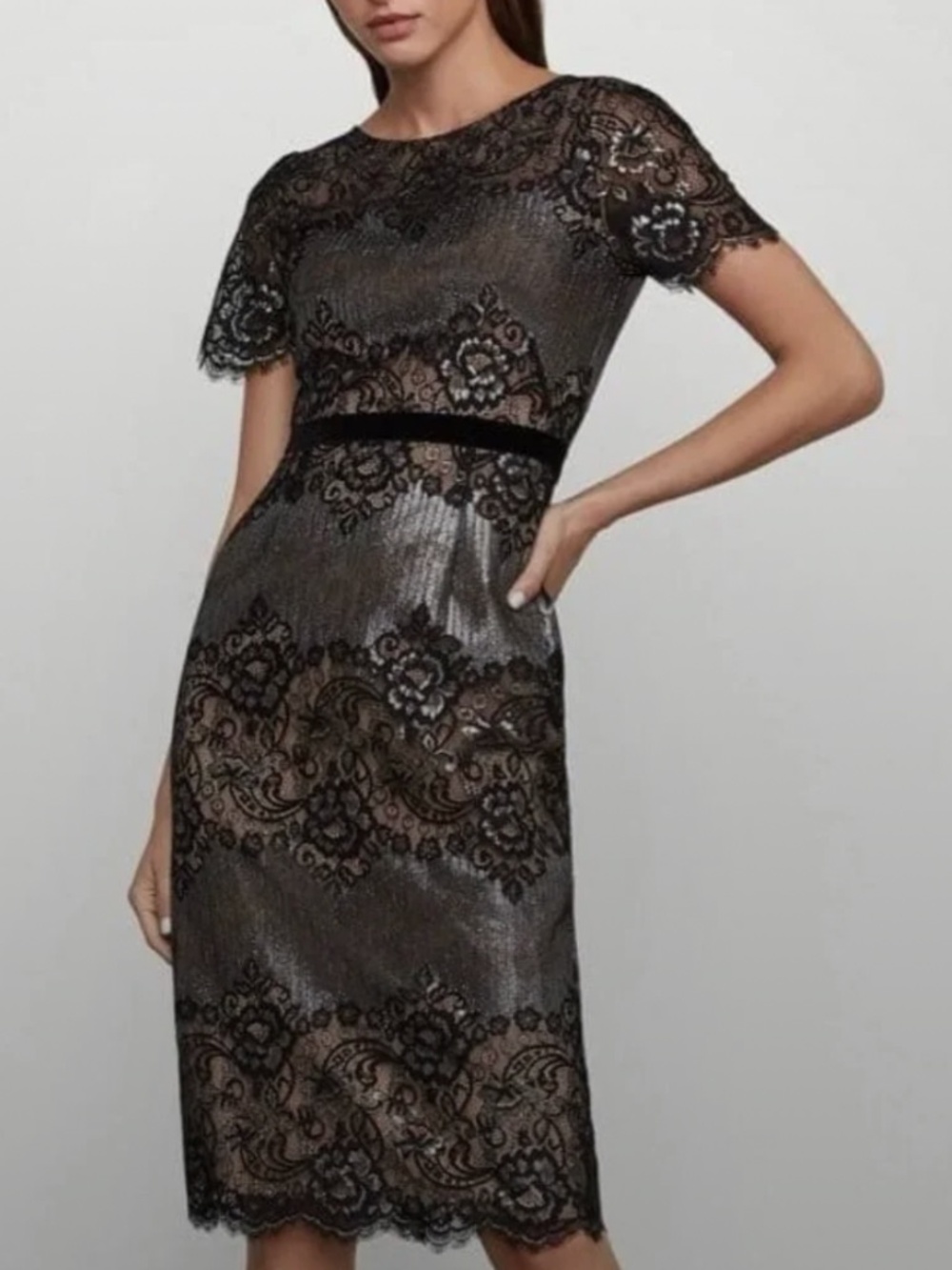 BCBG Black and silver dress, size 2, NWOT